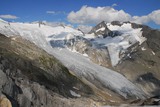 Pohled ze sedla na ledovce, kopec by se měl jmenovat Malhalmspitze.