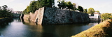 Kjóto, hrad Nijó, hradby a vodní příkop kolem paláce Honmaru